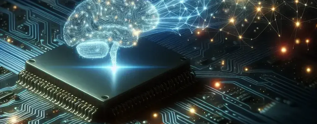 "Chips nativos de IA revolucionando la computación moderna, mostrando su avance sobre estructuras de computación heredadas en un gráfico informativo."