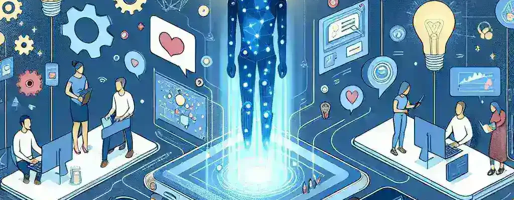 Alt text: "Equipo de profesionales colaborando de forma remota en una plataforma con inteligencia artificial, mejorando la productividad y la comunicación en el trabajo."